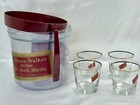Johnnie Walker Red Whisky 4 Tumblers   Retro Ice Bucket 80   s  Ice Tongs Whiskey