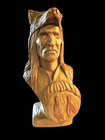 Vintage Hand-carved Wooden Native American Chief Bust Bob Barnett Signed  3980