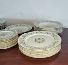  Princess China 45 Piece White Flowers  Green Leaves  Gold Trim