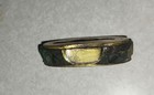 Gold Belt Buckle With Elliptical Gold And Black Design  Vintage  Metal