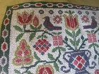 Vintage Needlepoint Stitching Completed Pa Birds Flower Urn Chain Border Unusual