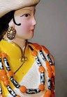 Vtg   Heavy Porcelain Woman Figurine Hand Painted Heavy Detail Beautiful  
