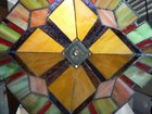 Vintage Tiffany Style Mission Lamp Shade Geometric Pyramid Slag Glass Small