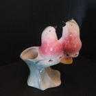Vintage Mcm Royal Copley Love Birds On Tree Branch Planter Pink Blue