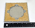 Square Enamel On Metal Picture Frame Golden Swirl Holds 4 x4  Photo Floral