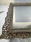 Vintage Hollywood Regency Mirror Vanity Tray Silver Filigree 16x11 Ornate