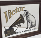 Vtg Victor His Master s Advertising Mirror Lg 30  X 22  Hoyne Industries Chicago
