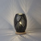 Bedside Table Lamp  Small Night Light Metal Lampshade And Wood Base  E12 Black