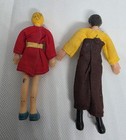 Vintage 1960-70   s Rubber Miniature Dollhouse Bendable Dolls With Clothes 2 Dolls
