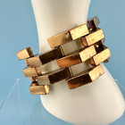Vintage Copper Heavy Statement Bracelet Brick Tank Link Chunky Modernist 6 75 