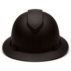 Black Full Brim Protective Construction Safety Hard Hat 4 Pt  Ratchet Suspension