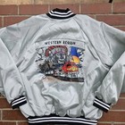 Vtg Santa Fe Railroad Western Region Satin Chalk Line Jacket Xl Chief Train Usa