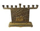 Vtg Solid Brass The Wailing Wall  Menorah June 1967 Made In Jerusalem Chamukkah