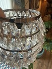 Vintage Art Deco Style Chrome   Cut Glass Tear Drop Lamp Pendant Shade 6 Tier