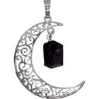 Crescent Moon With Black Tourmaline Pendant 