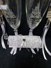 Fairytale Castle Wedding Toasting Glasses Flute Cake Sever Set Lot  Cinderella