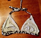 Roxy Black And White Logo Print Triangle Bikini Top