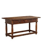 Antique Table Early Xviii Century Chestnut Shaped Feet Drawers