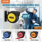 Vevor Retractable Extension Cord Reel Power Cord Reel 80ft 12awg 3c Sjtow