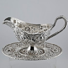 Rare Sterling Silver S  Kirk   Son Inc Repousse Gravy Boat   Underplate No 278