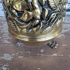 Vtg Brass Planter Claw Footed Rose Embossed Hollywood Regency England 