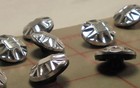 18 Vintage Medium Czech Glass Shank Button Silver Square Center Design 3 4  17mm