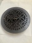Antique Vtg Ornate Round Cast Iron Floor Grate Heating Vent Register Clean 10 5   