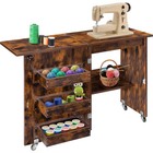 Sewing Machine Table Compact Folding Cabinet With One Storage Shelf Three Trays