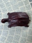 Wooden Hand Carved Turtle Figurine With Glass Eyes - Handmade 5 25    Long