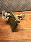 Antique Glass Door Knob Set Brass Mortise Lock      Crystal Knobs Floral Starburst