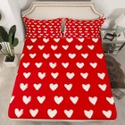 Red White Bed Sheets Twin Size Cute Heart Pattern Bedding Set For Kids Boys G   