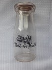Vintage Half Pint Hunts Dairy Glass Milk Bottle With Cork