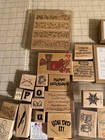 Huge Lot Over 195 Vintage   Modern Wood Rubber Stamp Varying Sizes Wood Handles