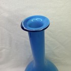Vintage Blue Cased Opal 16  Vase Decanter Optic Quilted Narrow Neck Bottle