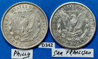 Lot Of Two 1921 Morgan Silver Dollar Coins   Philly   San Francisco Mints  d342
