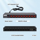 1u Pdu Horizontal Rackmount Power Strip Surge Protector 10 Nema 515r Outlet 100v