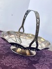 Bridal Basket Silver Nickel Vintage Scalloped W  Handle Brs