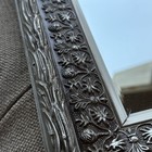 Vintage Silver Tone Mirror With Floral Design  Square 14x14   