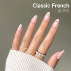 Semi Cured Gel Nail Strips  28 Pcs French Tip Gel Nail Stickers For Women Work 