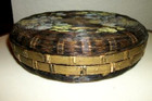 1920s Sewing Basket Rattan Hp Floral Cottagecore Sally Patchin Era Antique