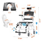 Vevor Shower Wheelchair Bathroom Commode Wheelchair 17 5 w Seat 300lbs Capacity