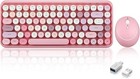  Periduo-713 Wireless Mini Keyboard And Mouse Combo  Retro Round Key Caps  Pink