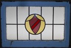 Shield In Circle Midsize English Leaded Stained Glass Window 27 1 2  X 18 1 4 