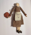 Vtg Handmade Primitive Pilgrim Dolls Folk Art Painted Faces   Shoes 14 