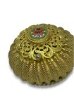 Vintage Italian Micro Mosaic Floral Gold Gilt Filigree Trinket Jewelry Box