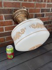 Large Restored Antique Vtg Arts Crafts Deco Milk Glass Schoolhouse Ceiling Light