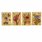 Vintage Botanical Slate Wall Plaques Set Floral Art 6x4 Heavy Hanging