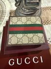 Gucci Men   s Gg Pattern Web Stripe Bifold Wallet W  Logo Accents