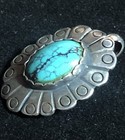 Liberty C c  925 Sterling Silver   Turquoise Pendant Vintage Navajo Design