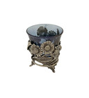 Italy 925 Sterling Silver   Blue Crystal Handmade Floral Leaf Single Salt Holder